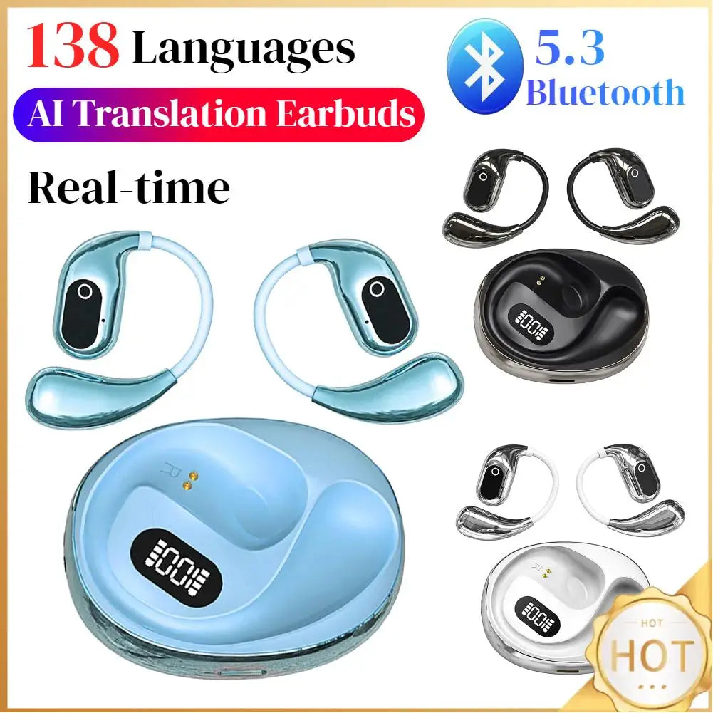AI Intelligent Translator Earbuds 138 Languages Bluetooth 5.3 Real