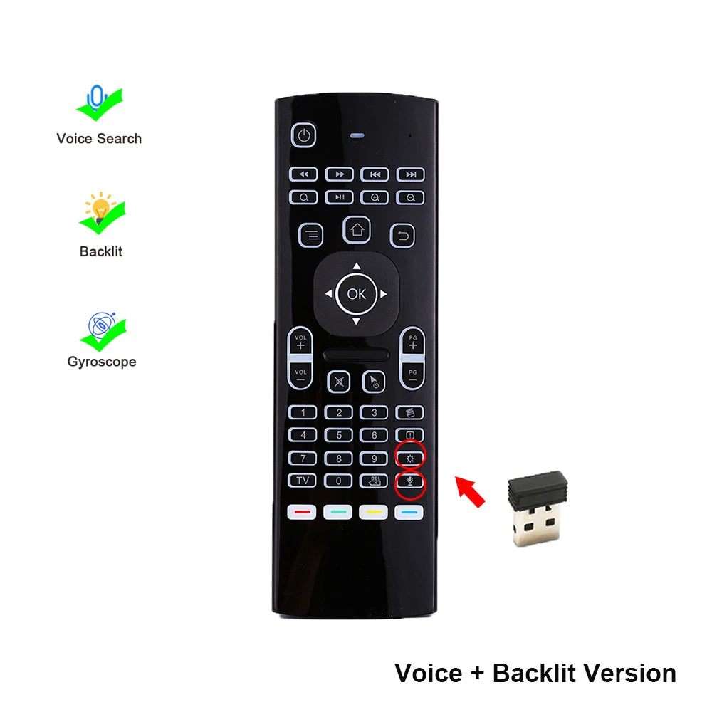 MX3 Backlit Air Mouse Smart Voice Remote Control 2.4G RF Wireless