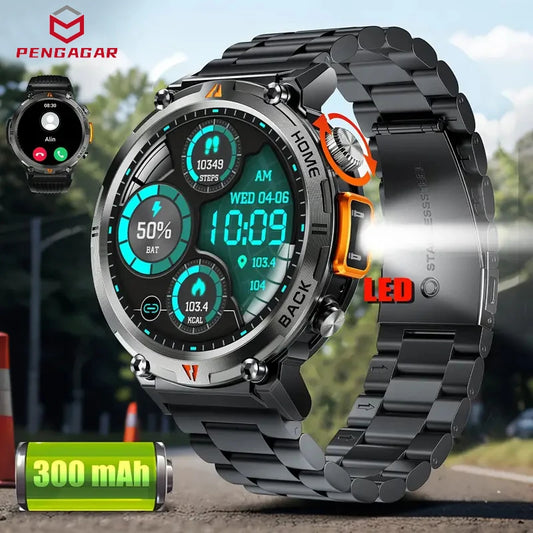 2024 New Smart Watch Men Military Sports Fitness Tracker Blood