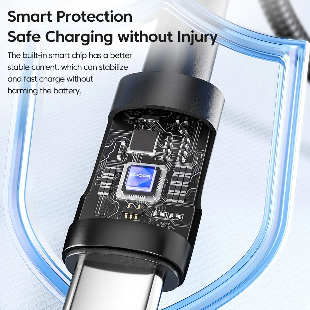 Toocki 2PCS 3A USB Type C Cable For Realme Xiaomi Samsung Fast