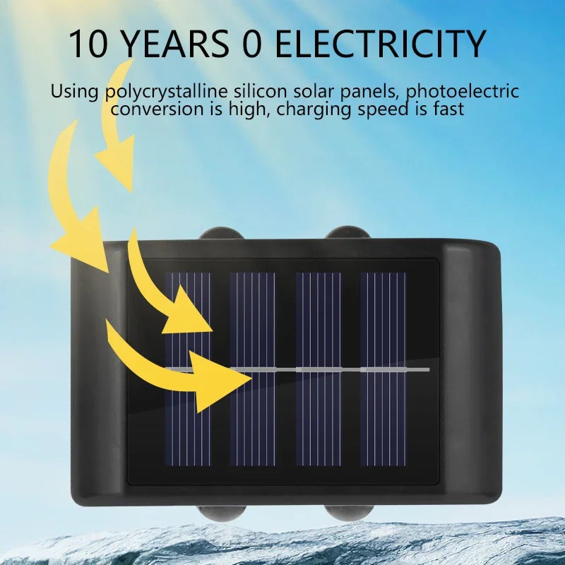 New 4LED Beads Up and Down Light Solar Waterproof Wall Light for