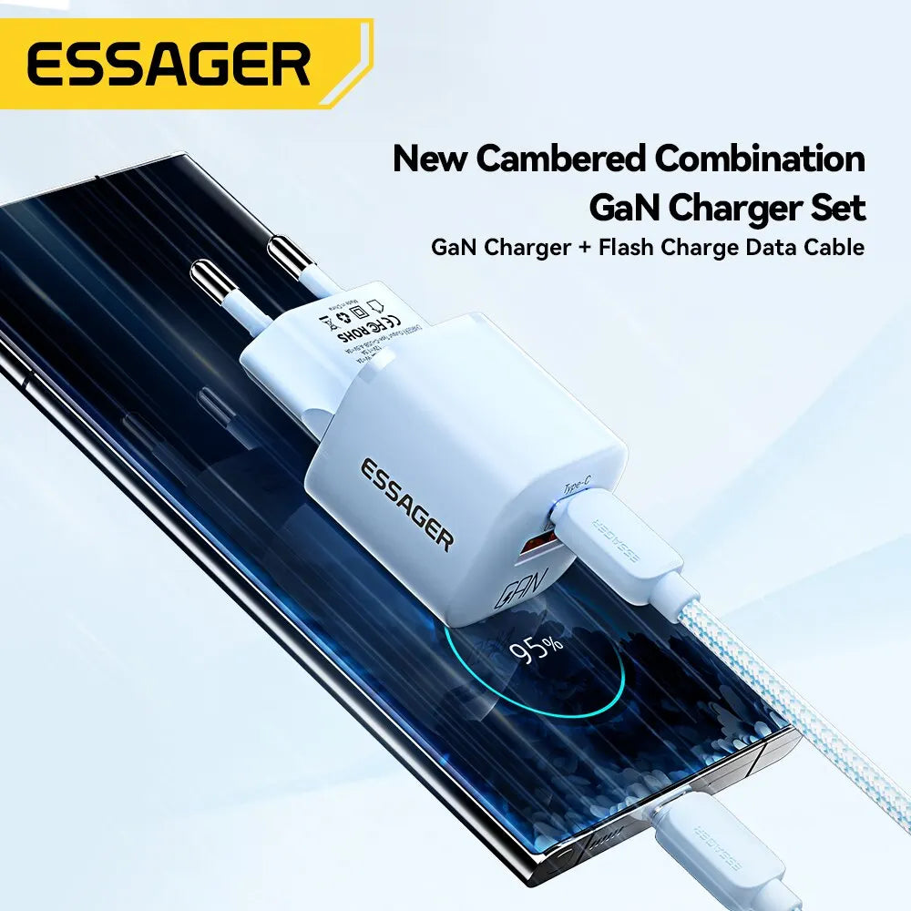 Essager 20W GaN USB Type C Charger PD Fast Charge Phone QC 3.0 Quick
