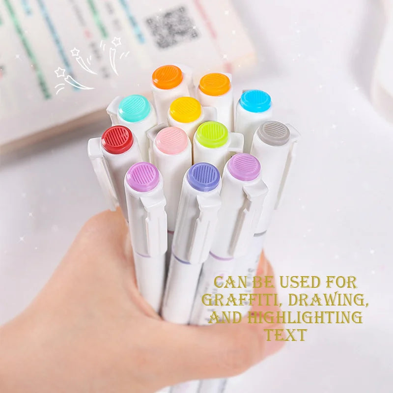 4 Colors Highlighter Pens Glitter Highlighter Markers Kawaii