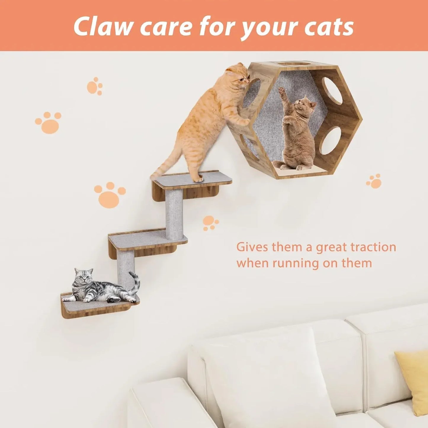 Cat Scratching Mat Self-Adhesive Trimmable Carpet Cat Scratching Post