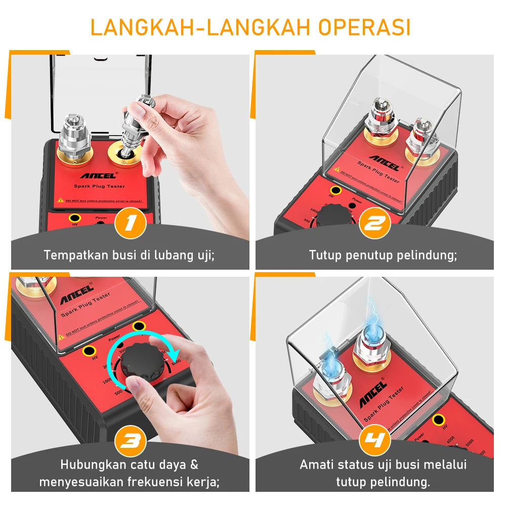 ANCEL Car Spark Plug Tester 110V 220V Ignition System Tester Double