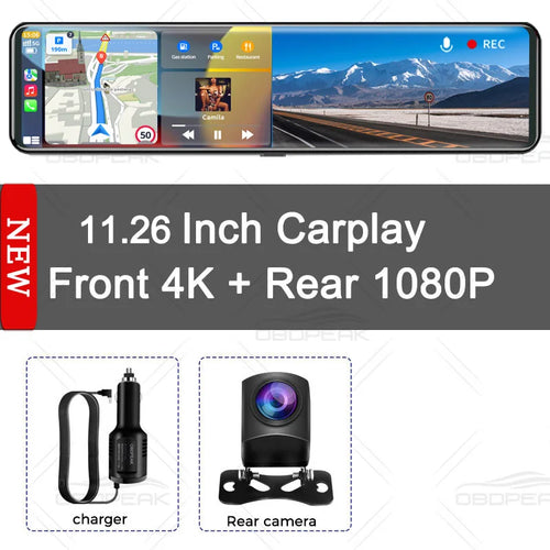 K4 11.26 Inch Carplay & Android Auto 4K 2160P Wifi Dash Cam Rearview