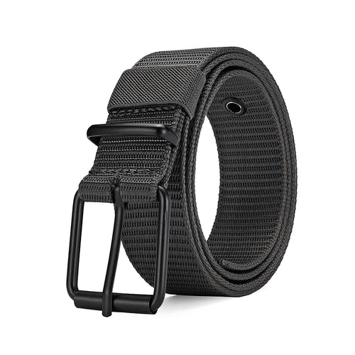 Men's Belt Porous Canvas Pin Buckle Leather Belt Outdoor Sports Belt