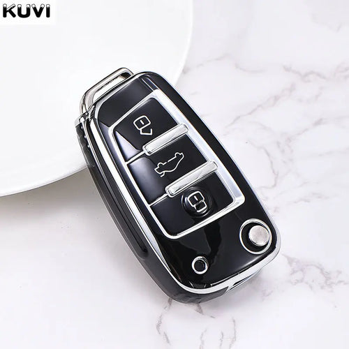 Soft TPU Car Flip Key Case Cover Holder For Audi A1 A3 A6 A6L Q2 Q3 Q7
