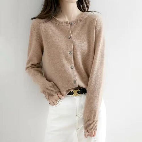 Women Cardigans Sweater O-neck Spring Autumn Knitted Cashmere