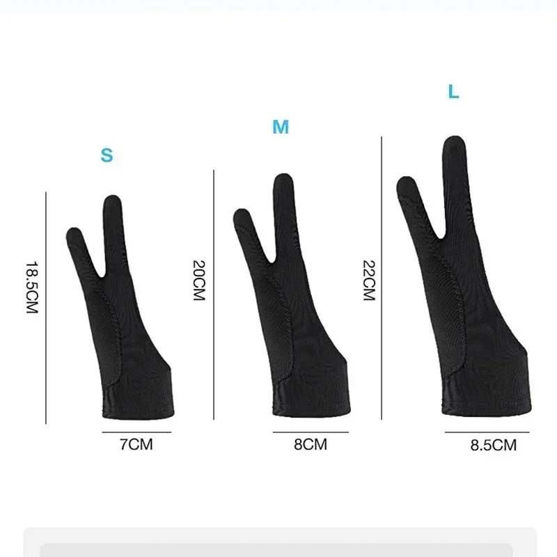 S/M/L Two-Finger Drawing Gloves Anti-touch Anti-fouling for Tablet