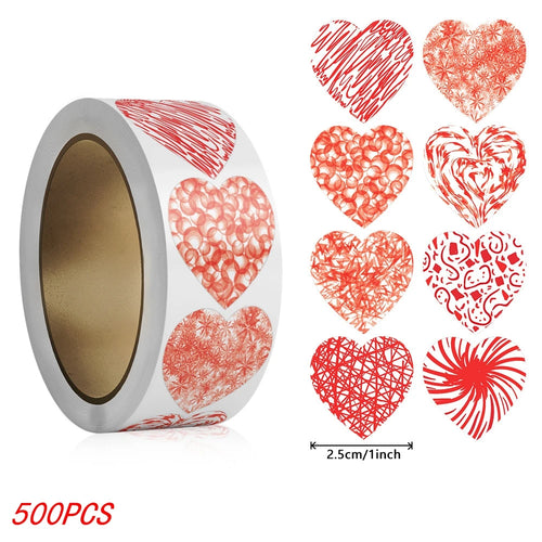 50-500pcs 1inch Red Heart Stickers for Valentine's Day Baking