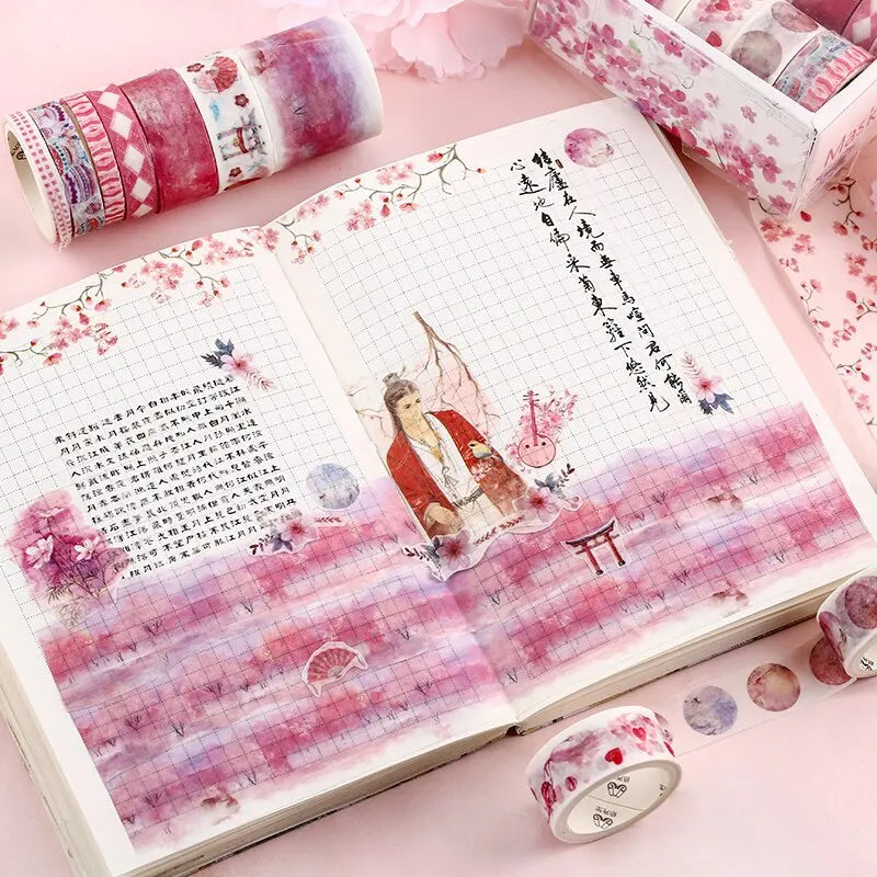 10 Rolls/box 11 Models Washi Tape Cute Illustration Style Decorative