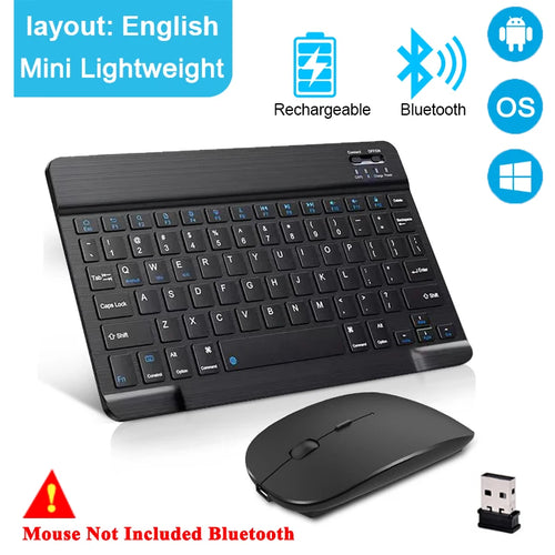 Mini Bluetooth Wireless Keyboard Mouse Set Rechargeable For Phone