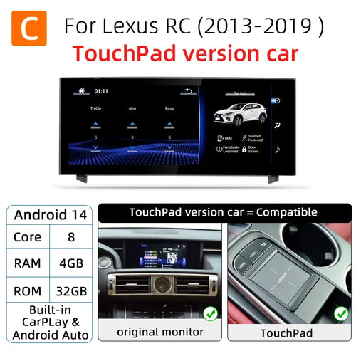 Nunoo Android 14 Wireless Carplay Auto Radio For Lexus IS RC 200 250