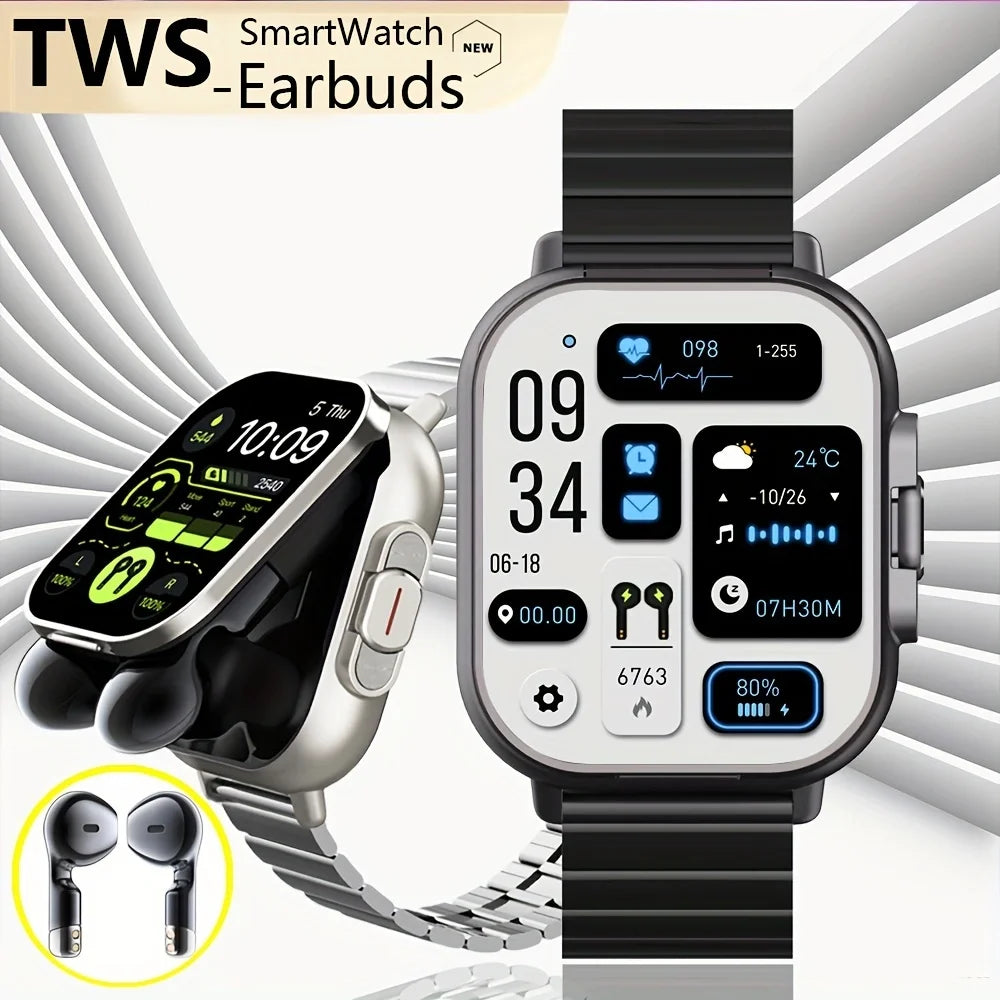 GPS Smart Watch TWS 2-in-1 Headset Bluetooth Call Heart Rate Blood