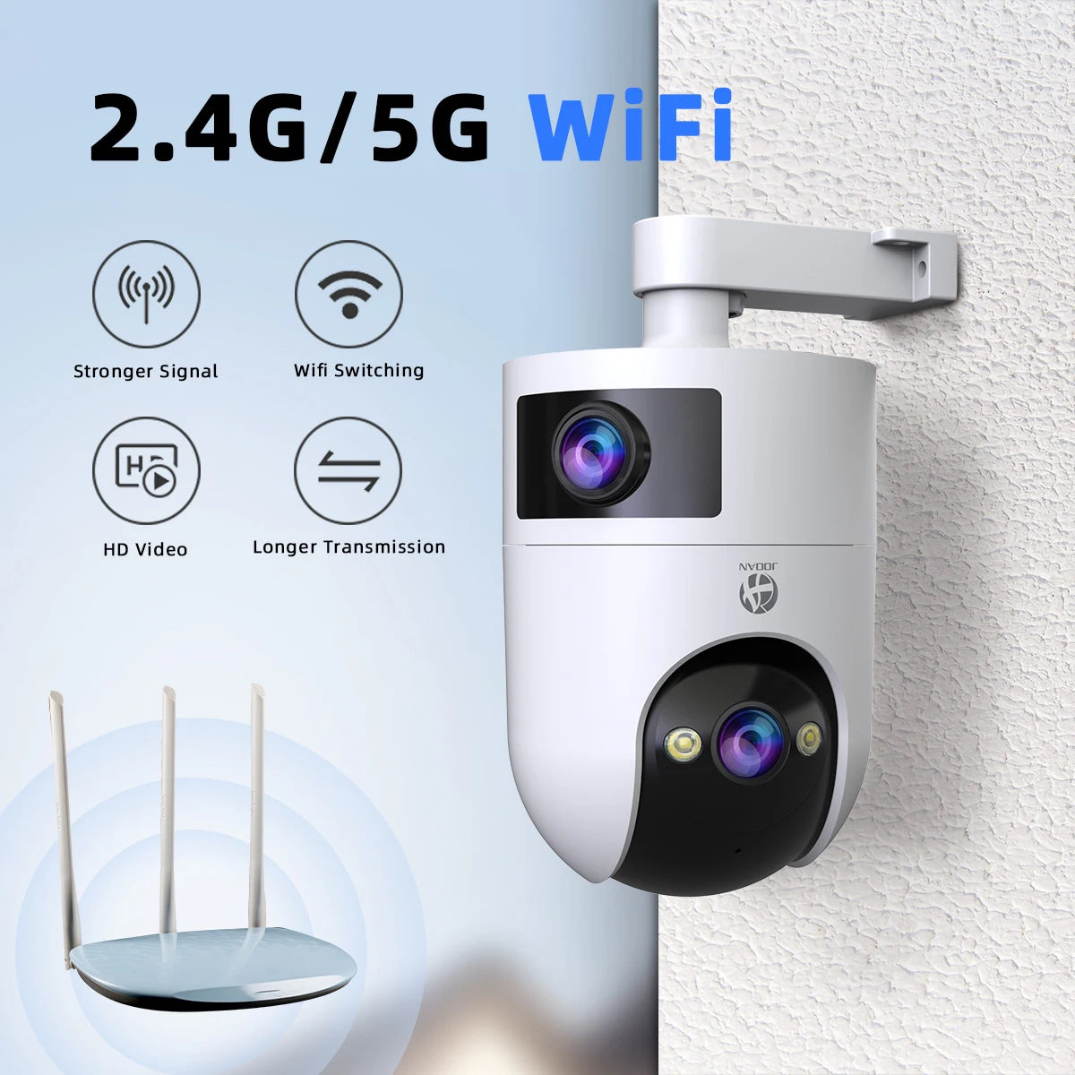 Jooan WiFi Surveillance Camera Dual Lens 4K 8MP HD Outdoor IP Camera