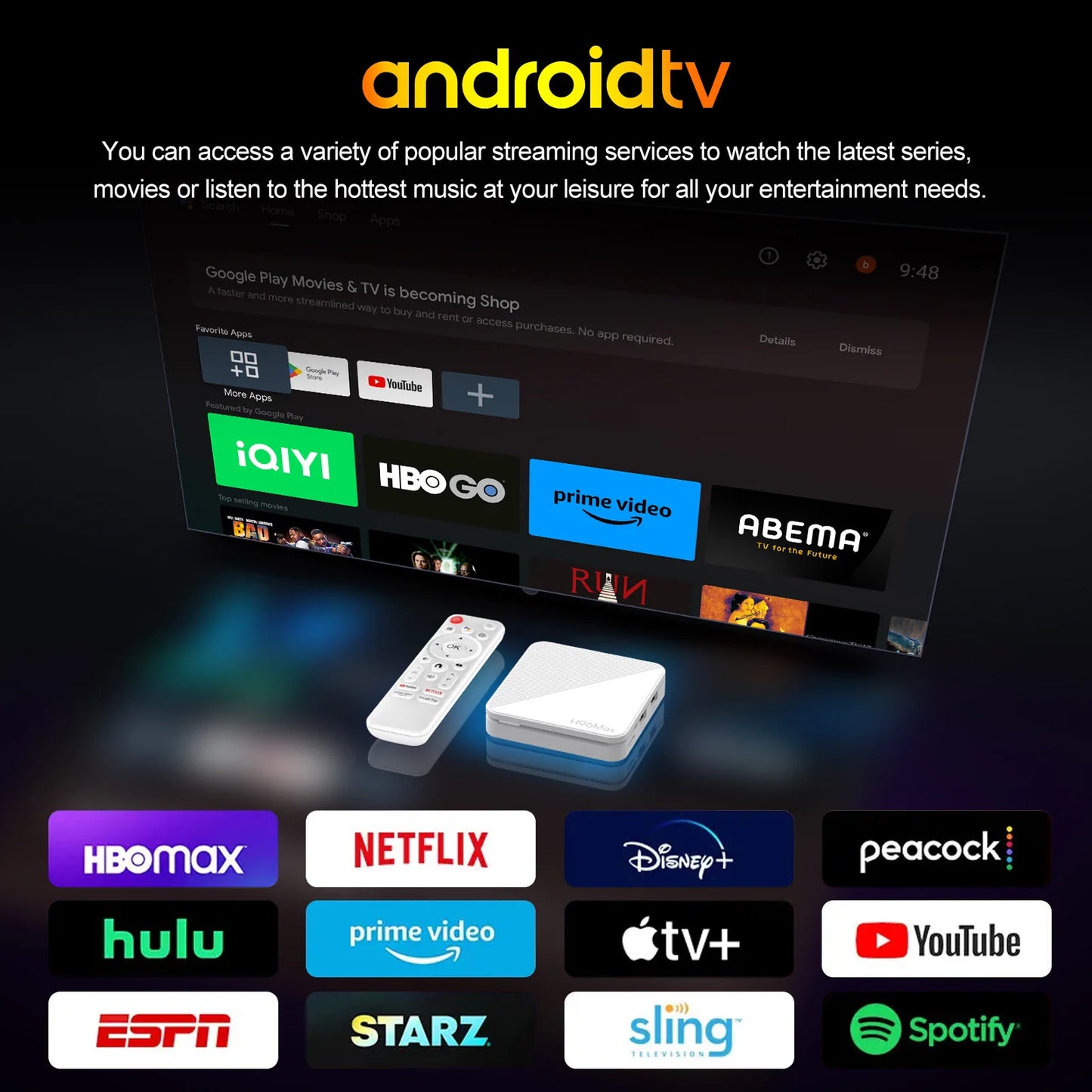 4K 2GB Android 14 Smart TV Box 8GB/16GB TV Stick HDR10+ Top Box