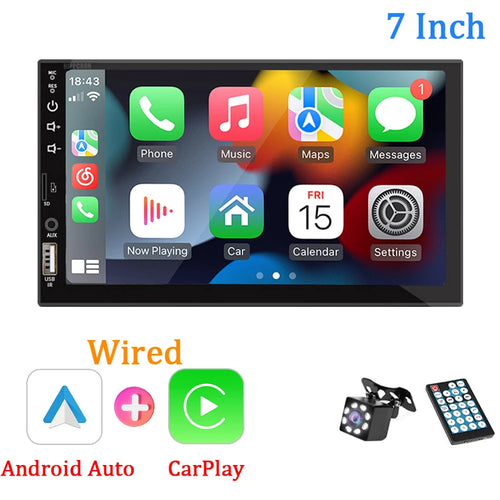 7“ Car Radio 1 Din Carplay Android Auto Multimedia Player HD Touch