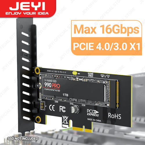 JEYI M.2 NVME SSD to PCIe 4.0 x1 Adapter Card, 2280 SSD PCIE X1