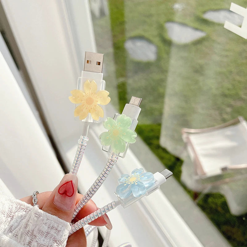 Flowers Charger Protector Cable  For Iphone 13 Type-C Cable Android