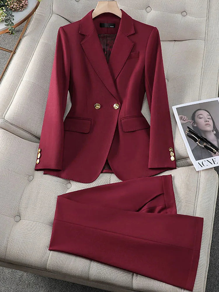 High Quality Blue Red Black White Ladies Pant Suit Women Female
