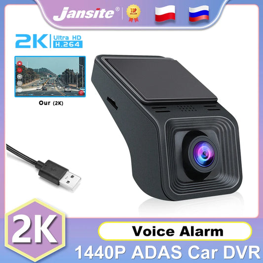 Jansite 2K USB Car DVR ADAS 1440P Dash Cam Recorder For Android Player