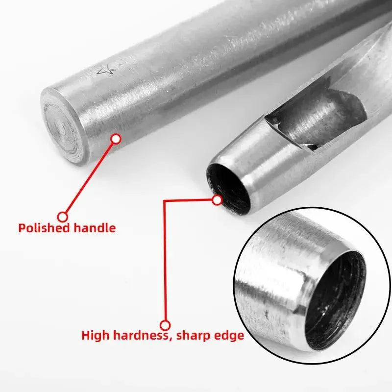 6pcs Leather Hole Punching Tools Steel Hollow Round Hole Puncher -