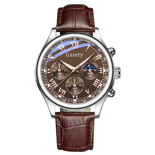 GAIETY High Quality Men's Luxury Belt Fashion Quartz Watch Men Round
