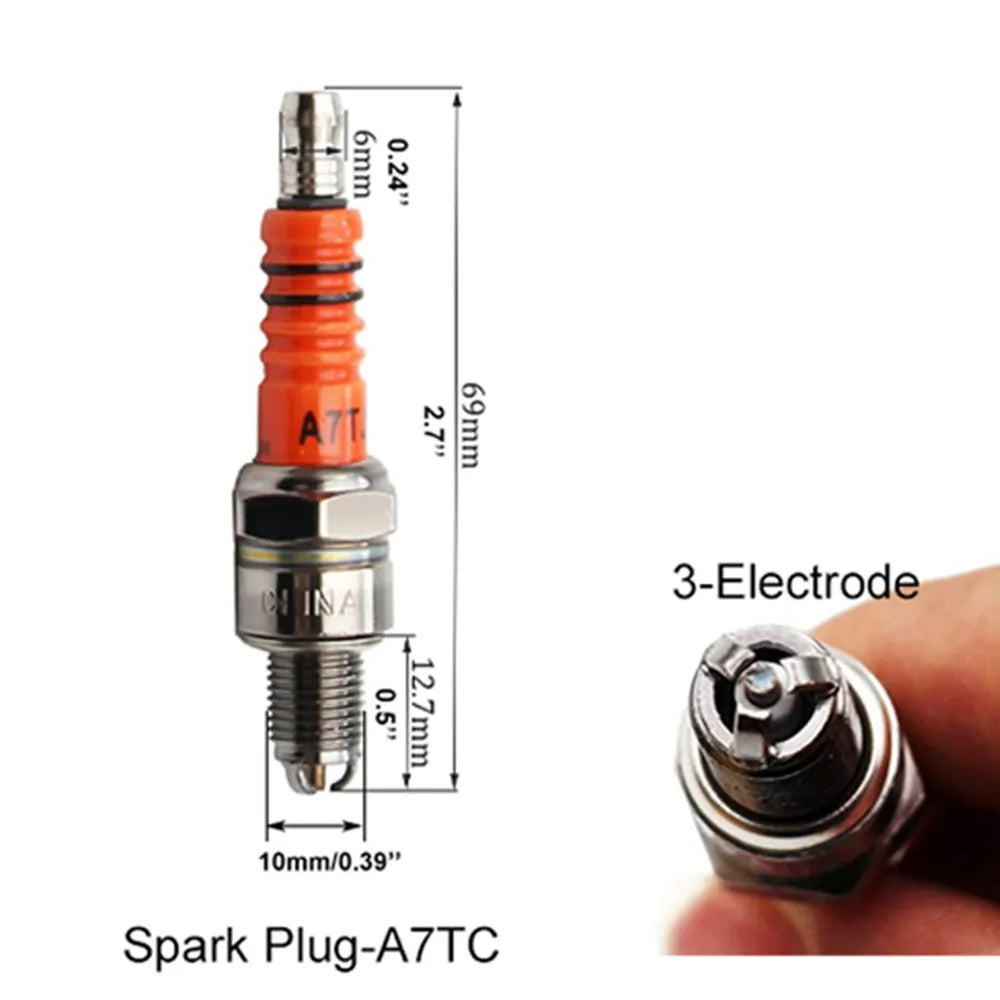 1/2Pcs Racing Spark Plug 3 Triple Electrode A7TC D8TC For GY6 CG 50 70