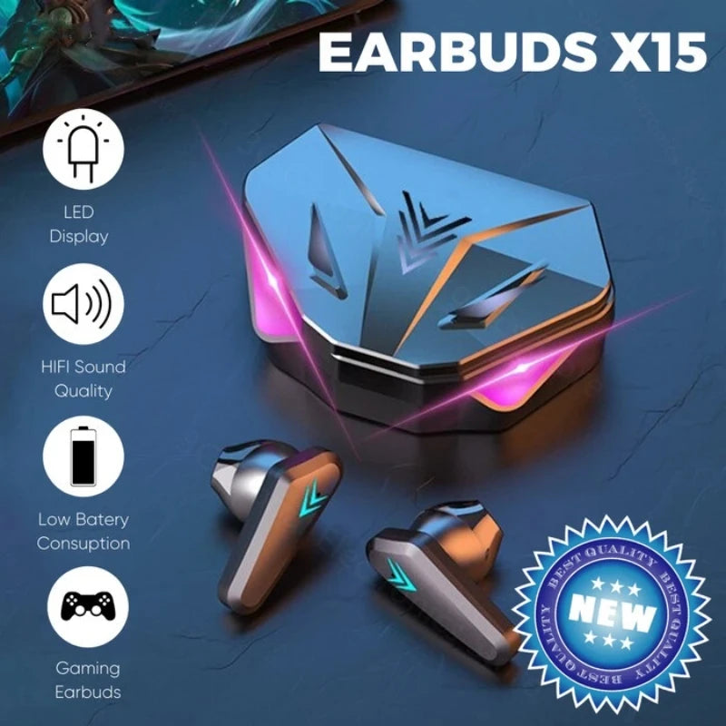 X15 TWS Gaming Earbuds Wireless Bluetooth Earphones With Mic Bass
