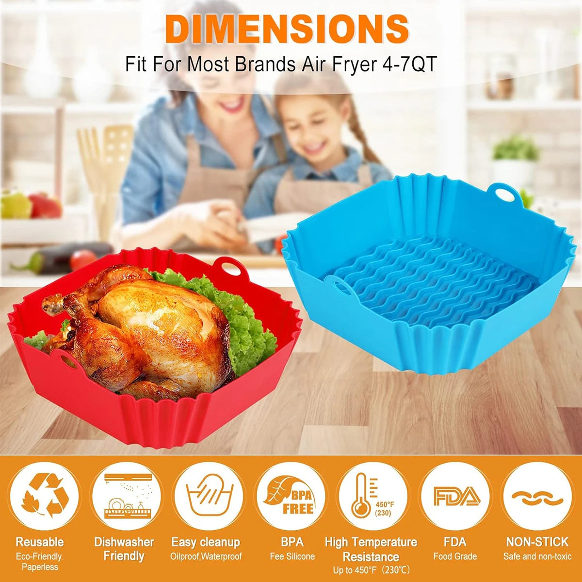 Air Fryer Silicone Liners Pot,Airfryer Basket Cooking Gadgets