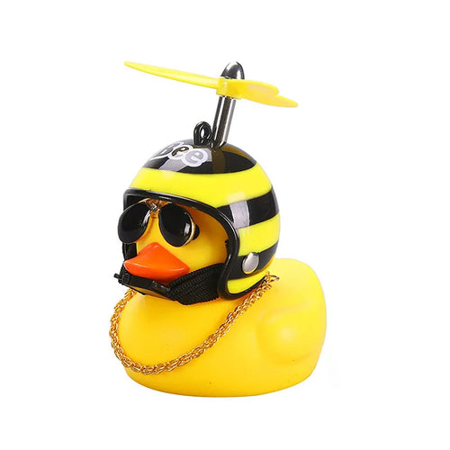 Car Cute Duck with Helmet Broken Wind Small Yellow Duck Bike