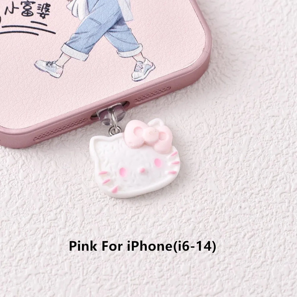 MINISO 3D Resin Hello Kitty Phone Dustproof Plug For iPhone Samsung