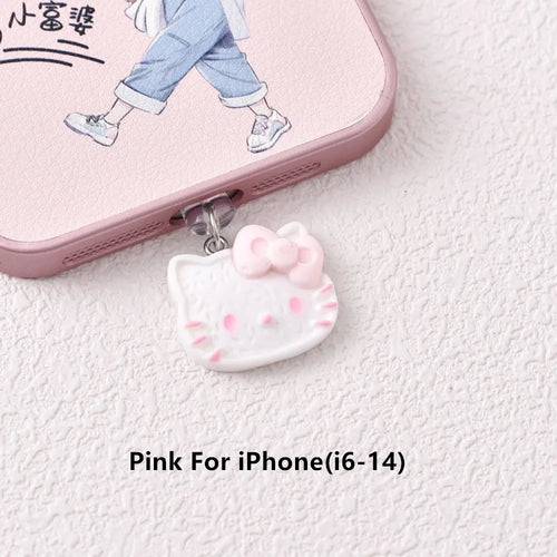 MINISO 3D Resin Hello Kitty Phone Dustproof Plug For iPhone Samsung