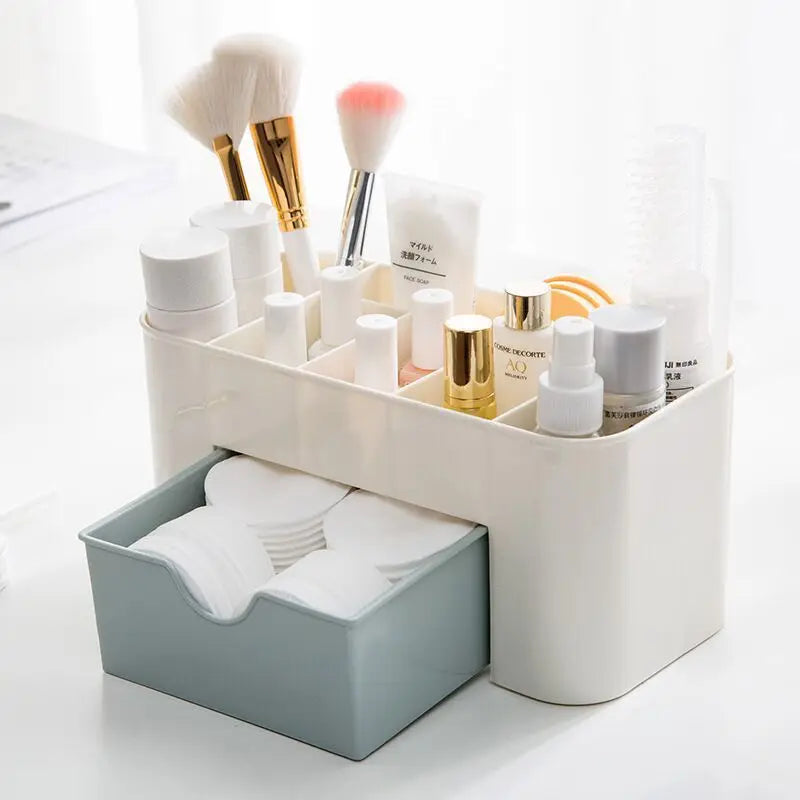Makeup Organizer Storage Box With Drawer Cotton Swab Stick Storage