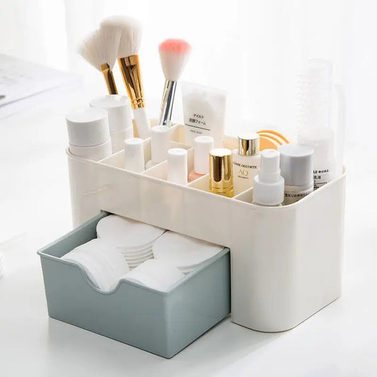 Makeup Organizer Storage Box With Drawer Cotton Swab Stick Storage