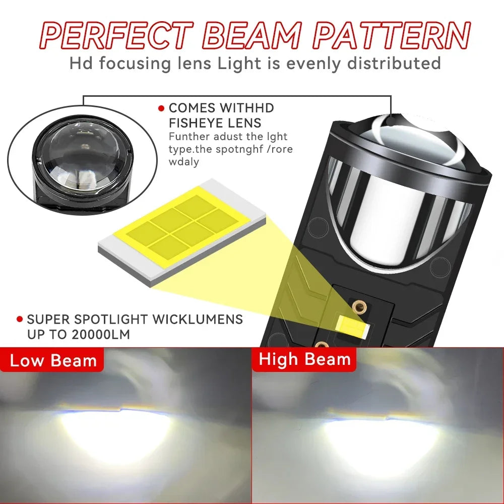 Y6 H4 LED Projector Headlight Projector Lens with Fan Cooling 90W