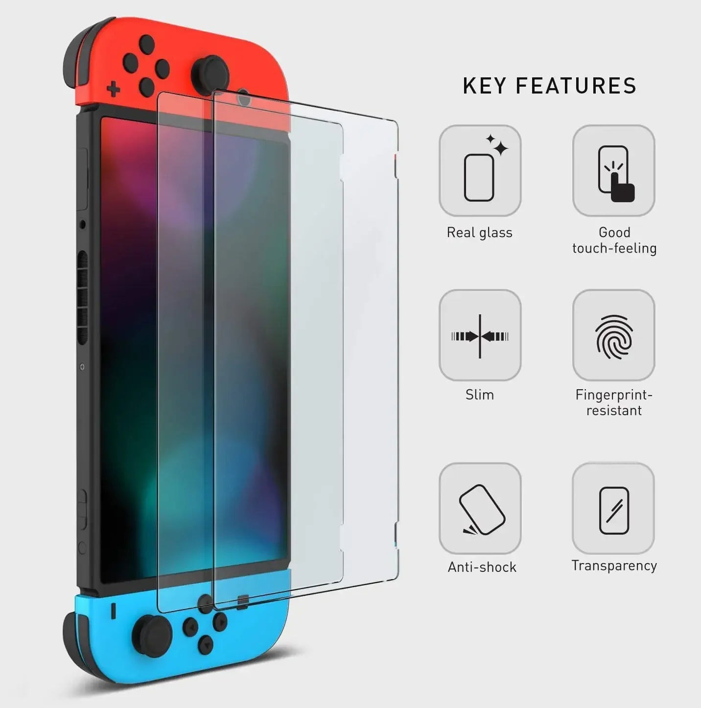 Tempered Glass Screen Protector Compatible-Nintendo Switc/ Switch