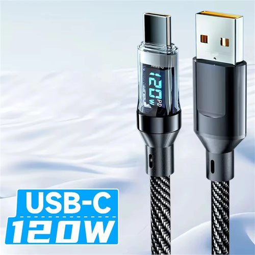 NNBILI New 120W LED Digital Display Quick Charge USB Type C Cable For