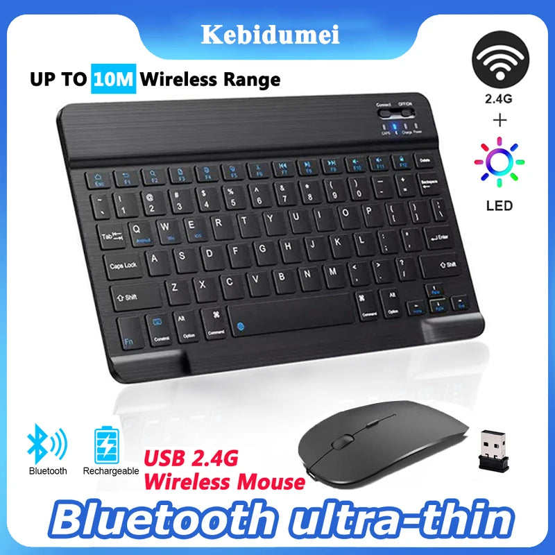 Mini Bluetooth Wireless Keyboard Mouse Set Rechargeable For Phone
