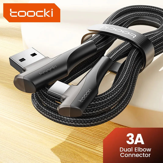 Toocki 3A USB Cable Quick Charge 3.0 Fast Charging Cable Type C 90