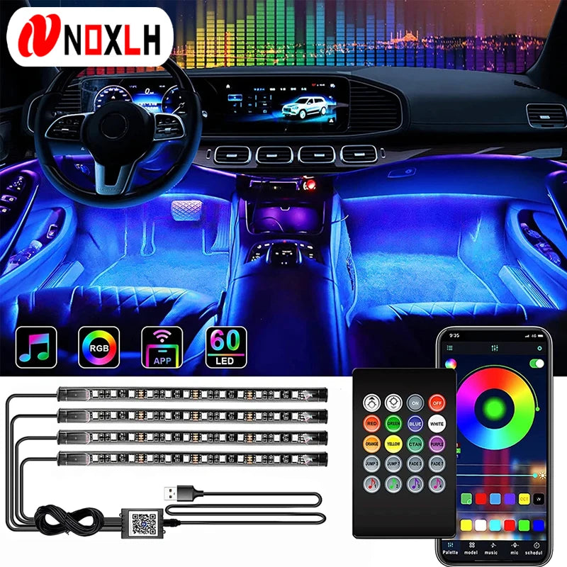 Neon LED Car Interior Ambient Foot Strip Light Kit Accessories RGB