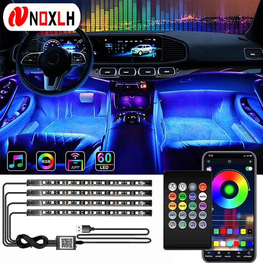Neon LED Car Interior Ambient Foot Strip Light Kit Accessories RGB