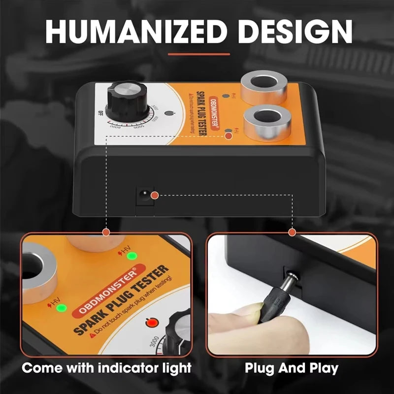 Automobile Spark Plug Tester Double Hole 0-6000rpm Working Frequency