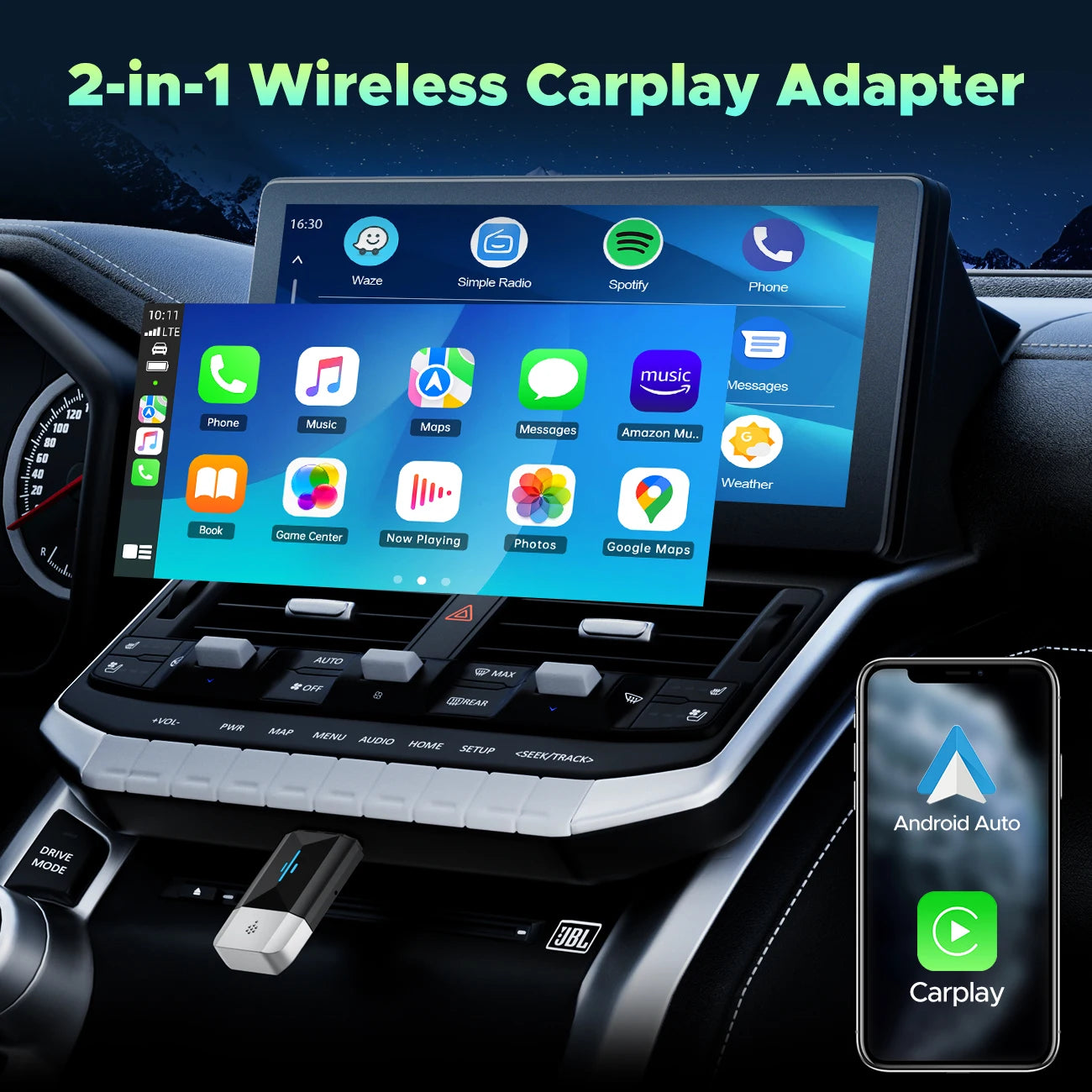 TOGUARD 2 in 1 Wireless CarPlay Adapter&Android Auto Wireless Adapter,