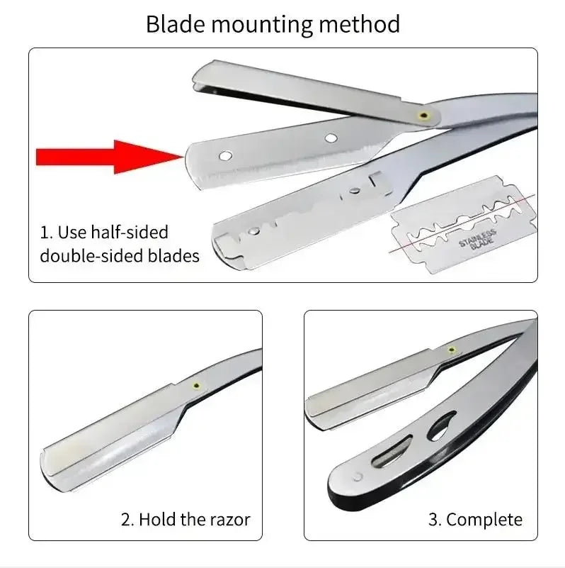 Men Professional Barber Razor Manual Shaver Straight Edge Stainless