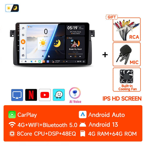 2 Din Android 13 Car Radio For BMW E46 M3 X5 1998-2006 Multimedia
