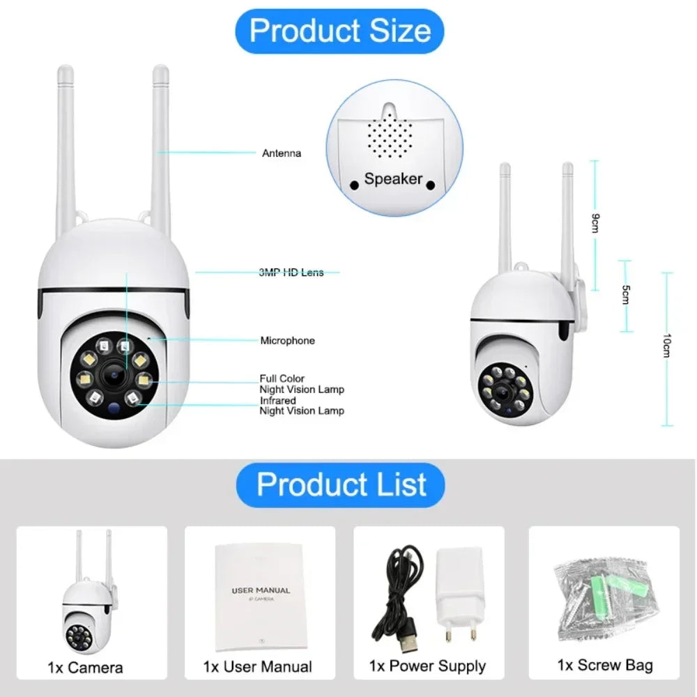 8MP Wifi IP Camera 8X Digital Zoom AI Human Tracking Surveillance