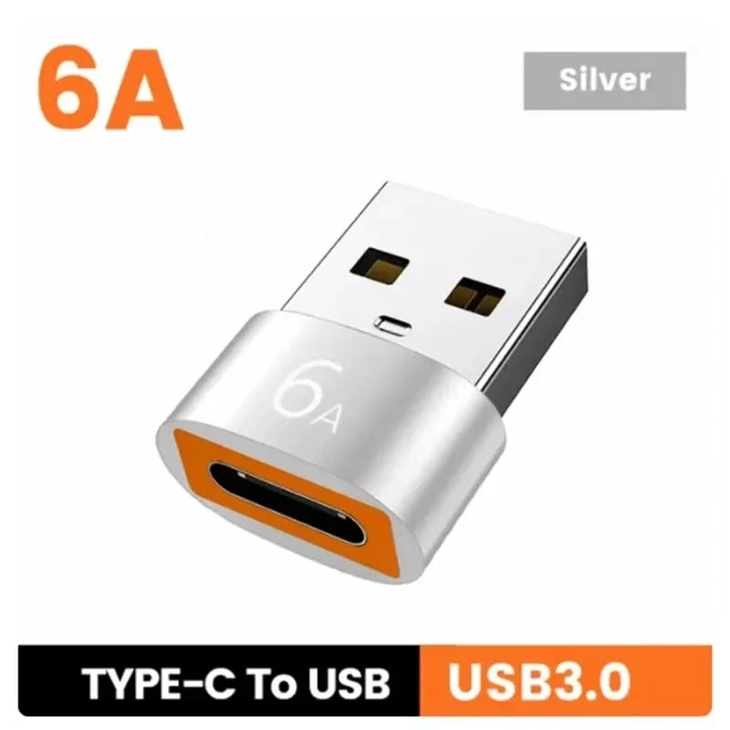 6A USB To Type C OTG Adapter 120W USB-C Male To Type-c Female Charger