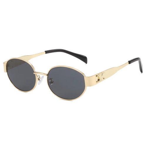 Small Metal Frame Oval Sunglasses For Women 2024 Brand Designer